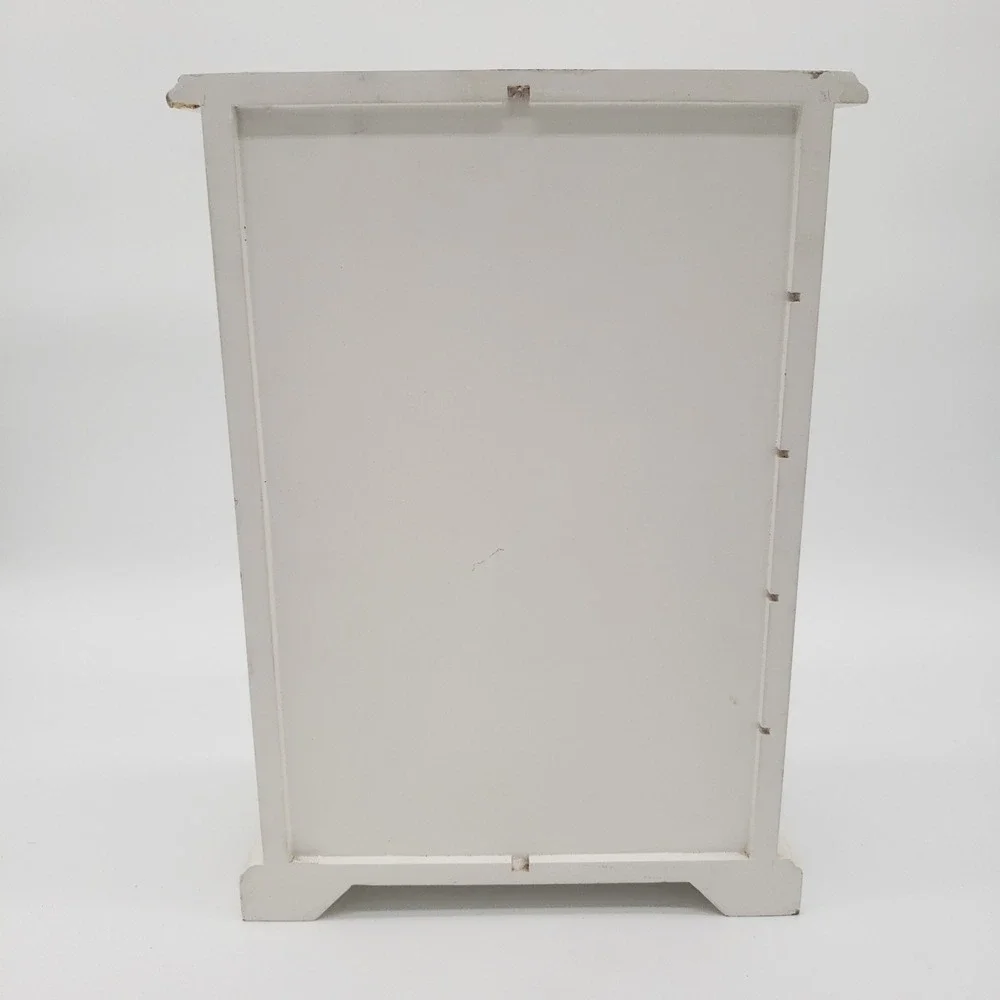 Vintage Shabby Chic White Floral Jewelry Armoire Rose Trinket Box Organizer
